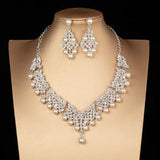 Hot Selling New Arrival  Women Fashion Jewelry Set Wedding Bridal Crystal Necklace Earrings Set