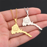Charm Eritrea Map Flag Pendant Thin Necklaces for Women Girls Silver Color/Gold Jewelry African Map of Eritrean Ethnic Gifts