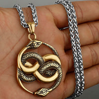 Retro Double Snake Pendant Unisex Fashion Personality Animal Snake 316L Stainless Steel Pendant Necklace Jewelry Gift Wholesale