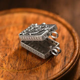 Vintage Square Pendant 925 Silver Fresh Lotus Flower Necklace Openable Can Open Creative Neutral Style Keel Chain Jewelry Gift
