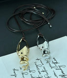 2024 New Fashion Metal Conch Pendant Leather Rope Strap Necklace for Women Girls Long Style Accessories Party Jewelry