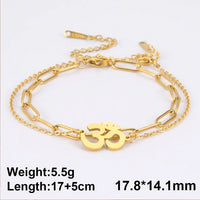 Dawapara Aum Om Ohm Sanskrit Symbol Anklets Bracelet Hindu Yoga Ankle Chain Bracelets Stainless Steel Spiritual Jewelry