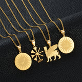 Anniyo (1Piece) Ashur Necklaces Lama,Lamma,Ezidi Winged Bull Lamassu Yezidi Lalish Yazidis Assyrian Jewelry #532862