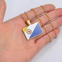Anniyo Bonaire Flag Pendant Necklaces for Women Girls Antilles Curacao Jewelry #273321