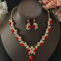 Ladies' Sparkling Flower Set, Necklace, Earrings, Jewelry Set, Suitable for Wedding, Party, Festival Gifts