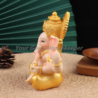 1Pc Gold Lord Ganesha Buddha Statue Elephant God Sculptures Ganesh Figurines Home Furnishing Decoration Ornaments Resin Figurine