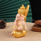 1Pc Gold Lord Ganesha Buddha Statue Elephant God Sculptures Ganesh Figurines Home Furnishing Decoration Ornaments Resin Figurine