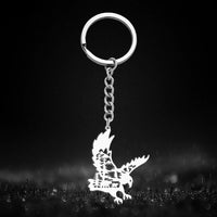 Dawapara Vintage Eagle Crow Raven Pendant Keychain Viking Animal Bird Protection Amulet Stainless Steel Keyring Jewelry