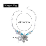 Ethnic Antique Silver Color Moon Choker Necklaces for Women Boho Turquoise Necklace Girls Party Jewelry Gifts