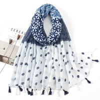 Ethnic Printed Cotton Hijab Viscose Tassels Scarf For Muslim Woman Hijabs Shawls Lady Soft Long Wraps Islim Headband Turban