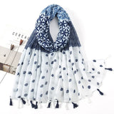 Ethnic Printed Cotton Hijab Viscose Tassels Scarf For Muslim Woman Hijabs Shawls Lady Soft Long Wraps Islim Headband Turban