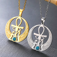 Dawapara Ankh Cross Eye of Horus Necklace Key of Life Scarab Pendant Ancient Egyptian Protection Amulet Stainless Steel Jewelry