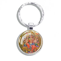 Hinduism Keychains Ganesha Vishnu Goddess of Kashmi Wealth Shiva Amulet Key Chain Glass Dome Keyring India Buddhism Jewelry Gift