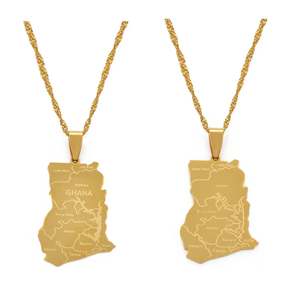 Anniyo Ghana Map Pendant Necklaces Country Maps Charm Ghanaian Jewelry @019821