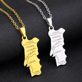 2024 new fashion stainless steel Portugal map pendant necklace temperament everything collarbone chain birthday anniversary gift