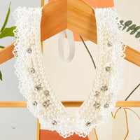 Pearl Beaded Lace Trim Collar Ribbons Women Necklace Wedding Jewelry for Clothes Dress  Beads Crystal Collar Wedding Jewelry