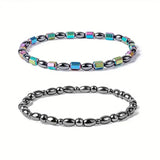 1/2/4/6Pcs Hematite Ankle Bracelet Colorful Elastic Anklet Bohemian Summer Beach Clothing Accessories Energy Hematite Jewelry