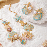 Ocean Starfish Shell Imitation Pearl Earring and Necklace Set for Women Girls Fashion Jewelry Hot Sale Party Gift 2025 New Style