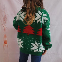 Women's Jacquard Round Neck Long Sleeve Thickened Knit Pullover Christmas Tree Design Autumn/winter New Style Sweater