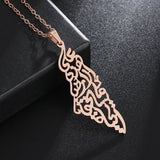 Stylish Peace Map Stainless Steel Pendant Necklace for Men Women Arabic African Jamaican Amulet Jewelry