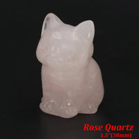 1.5" Cat Figurine Natural Stone Crystal Hand-carved Crystal Animal Statue Chakra Gem DIY Animal Handicrafts Artworks Home Decor