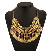 Gypsy Bohemia Metal Coin Tassel Statement Choker Necklace Women Boho Afghan Turkish Ethnic Tribal Jewelry