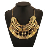 Gypsy Bohemia Metal Coin Tassel Statement Choker Necklace Women Boho Afghan Turkish Ethnic Tribal Jewelry