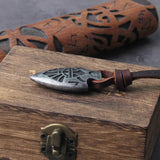 stainless steel Iron Color Viking spear Pendant Necklace with really cow leather chain As Men Gift
