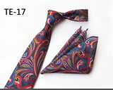 Royal Striped Paisley Ties For Men Luxury 8cm Necktie Pocket Square Cufflinks Gift Set Jacquard Weave Tie Suit Accessories