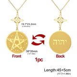 EUEAVAN God Name Tetragrammaton Pentacle Necklaces Stainless Steel Sacred Witch Knot Pendant Chain Solomon Seal Amulet Jewelry