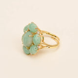 G-G Natural Amazonite Blue Crystal Cubic Zirconia Flower Shape Ring Fashion Gift