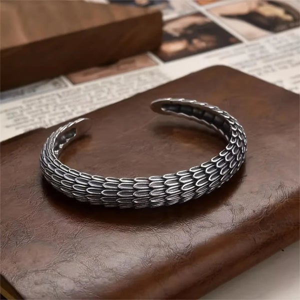 Personalized dragon scale pattern bracelet men's trendy and retro Chinese style reverse scale bracelet factory wholesale