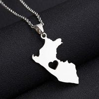 2024 new fashion stainless steel smooth Peru map heart necklace for women and men couples ethnic style accessories collarbone ch