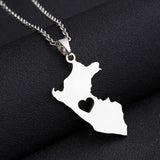 2024 new fashion stainless steel smooth Peru map heart necklace for women and men couples ethnic style accessories collarbone ch