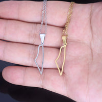 New fashionable stainless steel Israel map pendant necklace, simple and versatile, ethnic style map pendant collarbone chain for