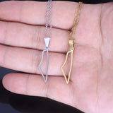 New fashionable stainless steel Israel map pendant necklace, simple and versatile, ethnic style map pendant collarbone chain for