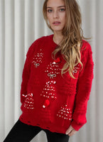 Christmas Sweater Women 2024 Korean Style O Neck Casual Loose Jumper Women Chic O Neck Peark Bow New Year Sweater Knitwear