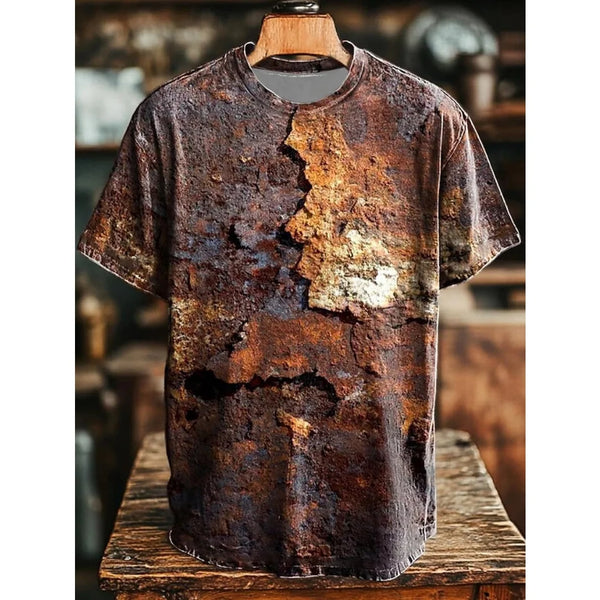 Retro Men's T Shirt Art Abstract Geometric Retro Print Casual Short Sleeve T-Shirts Beach Vacation Fashion Loose Men's Clothing