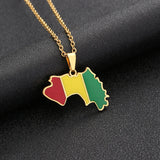 2024 New fashion stainless steel Guinea map necklace for men and women geometric ethnic style collarbone chain anniversary small