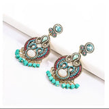 Fashion Boehmia Ethnic Multilayer Beads Chains Necklaces Green Color Vintage Handmade Beads Choker Collar Necklaces