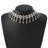 New Fashion Ethnic Style Retro Antique Alloy Carved Rhinestone Women's Neck Chain Choker Necklace Indian Jewelry