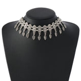 New Fashion Ethnic Style Retro Antique Alloy Carved Rhinestone Women's Neck Chain Choker Necklace Indian Jewelry