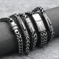 Bracelet Men's Stainless Steel Chain Punk Motorcycle Accessories Charm Bracelets Magnetic Clasp Vintage Jewelry Gifts Boyfriend