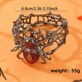 Halloween Jewelry Fun Quirky Alloy Rhinestone Spider Elastic Adjustable Bracelet Bangle For Women Party Accessories