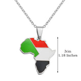 3CM Hip-Hop Africa Map Pendant Necklaces Stainless Steel Jewelry Kenya Mali Senegal Somalia Ghana Sierra Leone Liberia #350221