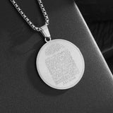 Exquisite Stainless Steel Islamic Muslim Calligraphy Arabic Pendant Necklace Men Women Religious Jewelry Accessories
