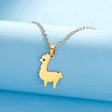 Lemegeton Cute Alpaca Stainless Steel Women's Necklace Pendant Fashion Collar Chain Jewelry Party Gift