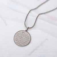 Exquisite Stainless Steel Islamic Muslim Calligraphy Arabic Pendant Necklace Men Women Religious Jewelry Accessories