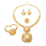 Women's Jewelry Set Dubai Nigerian Kuwaiti Bridal 24k Gold Plated Spinel Zirconia Human Head Ancient Coin Earrings Necklace Rin