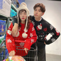 Christmas Knitted Sweaters for Family Couples Christmas Jacquard Jumpers Long Sleeve Warm Thicken Knitwear Sweater Pullover